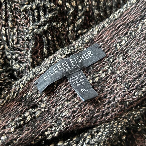 Eileen Fisher Dolman Boxy Sweater L PL LP Top Brown Gold Shimmer Linen Capsule - Picture 10 of 10